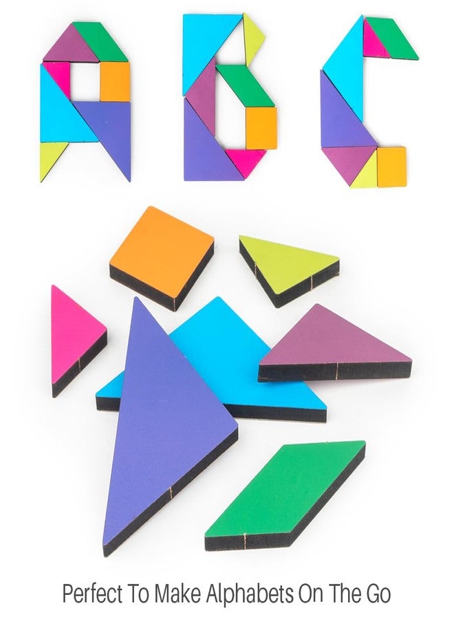 تويز بوكس لعبة تانغرام الجيبية من تويز بوكس، 7 قطع خشبية ملونة من خشب MDF، 28 تحديًا، لعبة تركيب الصور التعليمية صغيرة الحجم للسفر، لعبة تركيب الأشكال لتنمية عقل الأطفال - Image 2